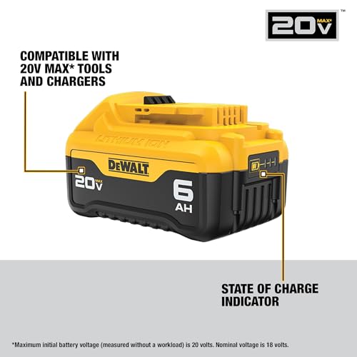 DEWALT 20V MAX XR Battery 6 Ah Lithium Ion, 2-Pack, Premium High Capacity Long Lasting Cordless Tool Battery Packs (DCB206-2) - Image 4