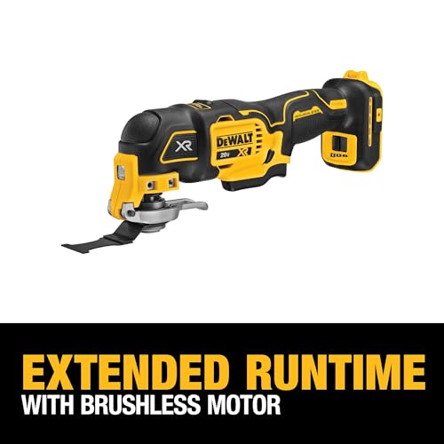 DEWALT 20V MAX XR Oscillating Multi-Tool Cordless, Variable Speed Brushless Motor Multitool with LED Light, Extended Runtime, Includes Two Wood Cutting Blades, Tool Only (DCS356B) - Image 5