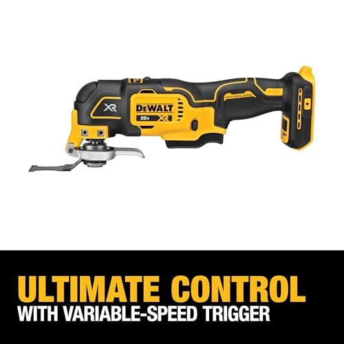 DEWALT 20V MAX XR Oscillating Multi-Tool Cordless, Variable Speed Brushless Motor Multitool with LED Light, Extended Runtime, Includes Two Wood Cutting Blades, Tool Only (DCS356B) - Image 4