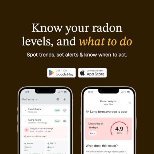 Airthings 325 Corentium Home 2 Smart Digital Radon Detector - Portable and Easy-to-use Radon Testing with Bluetooth connectivity and Humidity & Temperature Sensors - Image 5