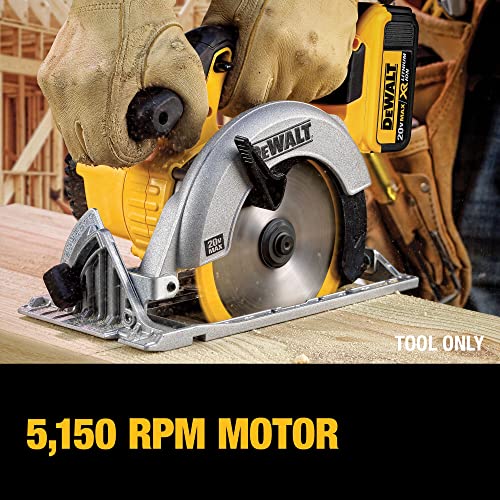 DEWALT 20V MAX Circular Saw, Cordless Sidewinder Style Portable, 6-1/2-Inch Blade, 5150 RPM, 0-50 Degree Bevel Capability, Battery Not Included (DCS391B) - Image 6