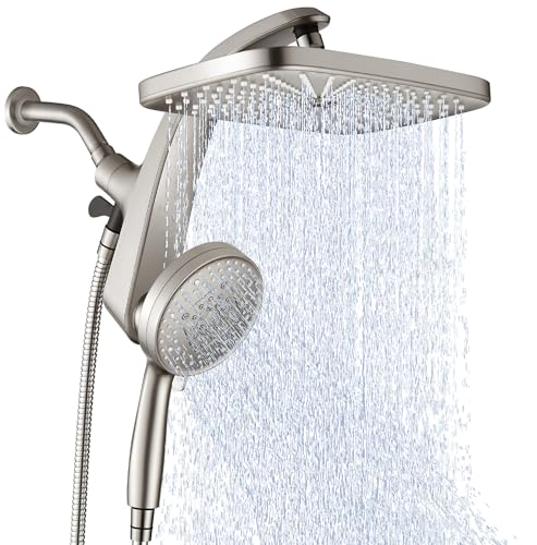 High Pressure Rain Shower Head: Upgrade Shower Heads with Handheld Spray Combo with Fixed Showerhead and 10 Sprays Handheld Shower Head, Detachable Showerheads Built-in Magnetic Docking and Power Jets - Image 2