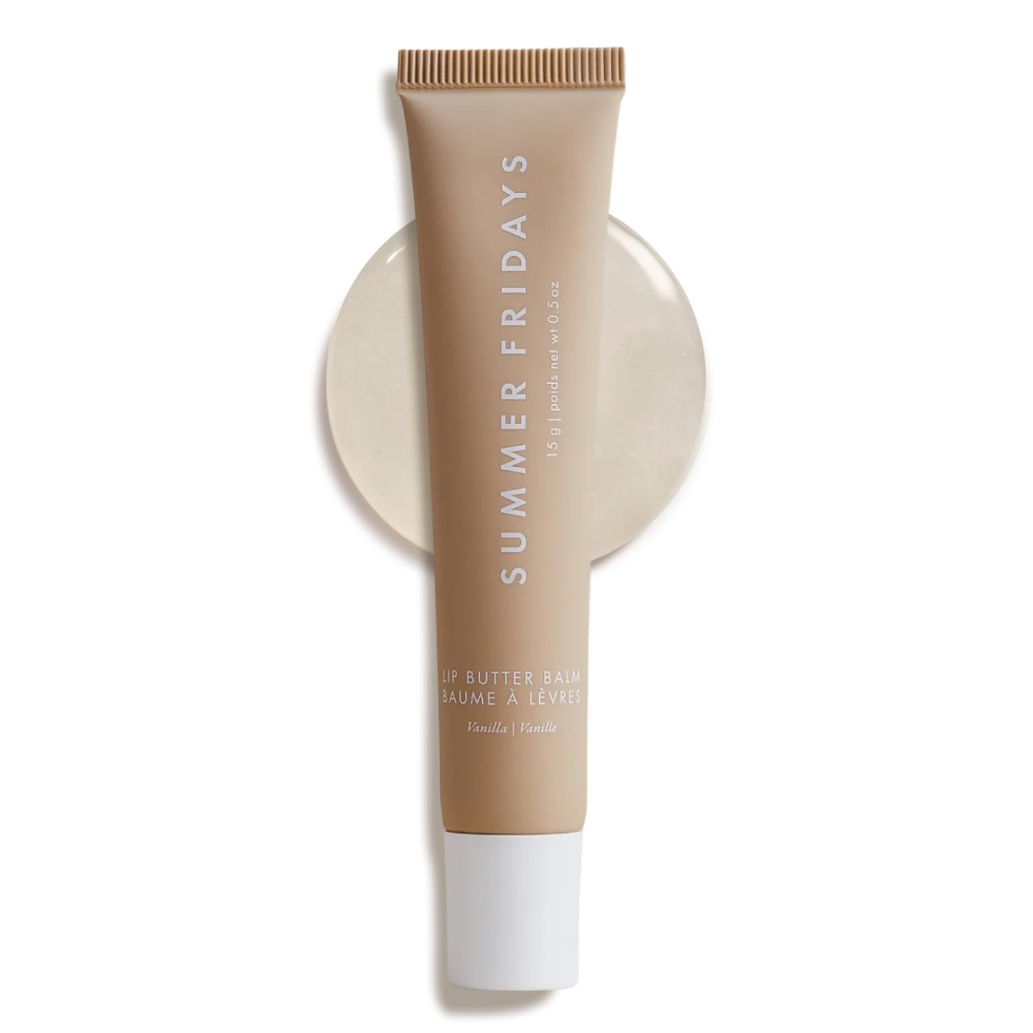 Summer Fridays Lip Butter Balm - Conditioning Lip Mask and Lip Balm for Instant Moisture, Shine and Hydration - Sheer-Tinted, Soothing Lip Care - Vanilla (.5 Oz)