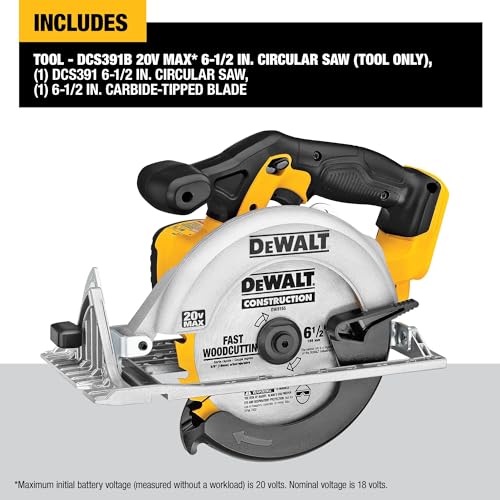 DEWALT 20V MAX Circular Saw, Cordless Sidewinder Style Portable, 6-1/2-Inch Blade, 5150 RPM, 0-50 Degree Bevel Capability, Battery Not Included (DCS391B) - Image 3