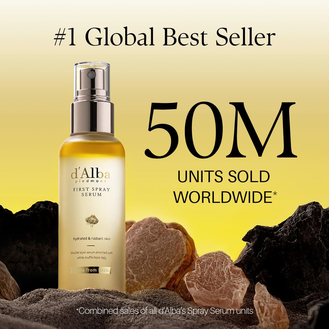 d'alba Piedmont Italian White Truffle First Spray Serum, Vegan Skin Care, Light-weight Face Moisturizer, Glow Serum for Radiant Skin, Non Comedogenic, All In One Mist, Korean Skin Care (3.38 fl oz.)