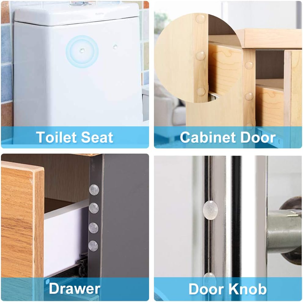 200PCS Cabinet Bumpers Clear Rubber Bumpers Self Adhesive, Soft Close Cabinet Door Bumper Dots, Sound Dampening Cupboard Door Bumpers Pads for Kitchen Drawers, Picture Frames, Furniture