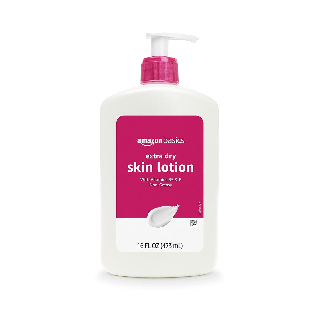 Amazon Basics Body Lotion For Dry Skin with Vitamins B5 & E, Clean Scent, 16 fl oz (Previously Solimo)