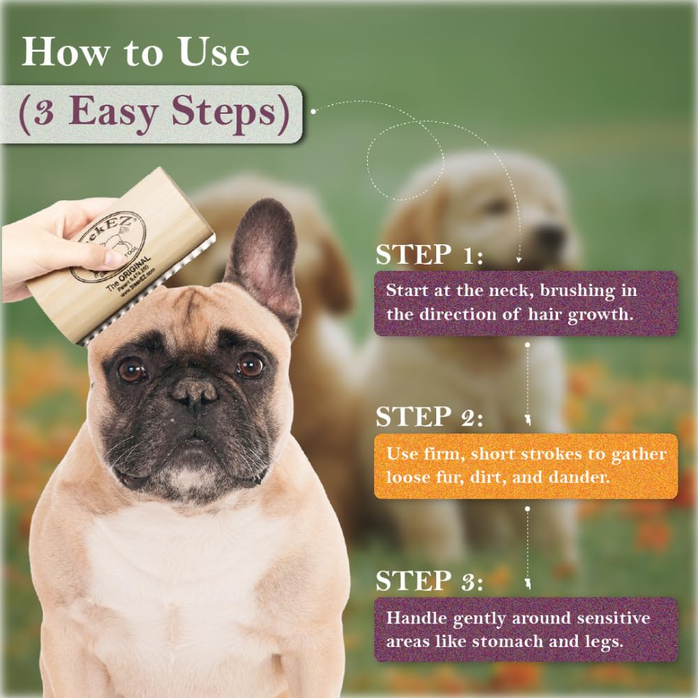 SleekEZ Dog Brush for Shedding & Dog Grooming Supplies | Pet Hair Removal Tool | Great For All Fur Types | For Short, Medium, & Long Hair Pets | Reduces Shedding by 95% | Made in USA | 5 inch