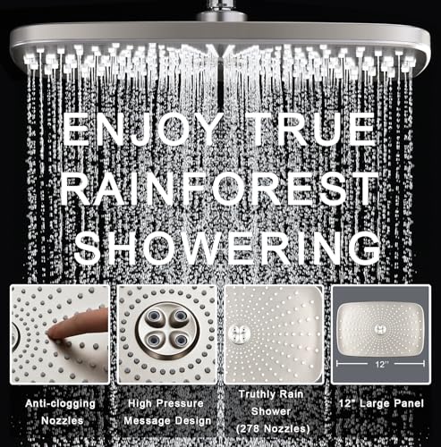 High Pressure Rain Shower Head: Upgrade Shower Heads with Handheld Spray Combo with Fixed Showerhead and 10 Sprays Handheld Shower Head, Detachable Showerheads Built-in Magnetic Docking and Power Jets - Image 4