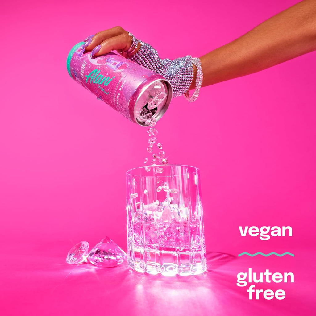 Alani Nu PINK SLUSH, Sugar Free, Low Calorie Energy Drinks, 200mg Caffeine, Biotin, B Vitamins, Zero Sugar, 10 Calories, 12 Fl Oz Cans, 12 Pack