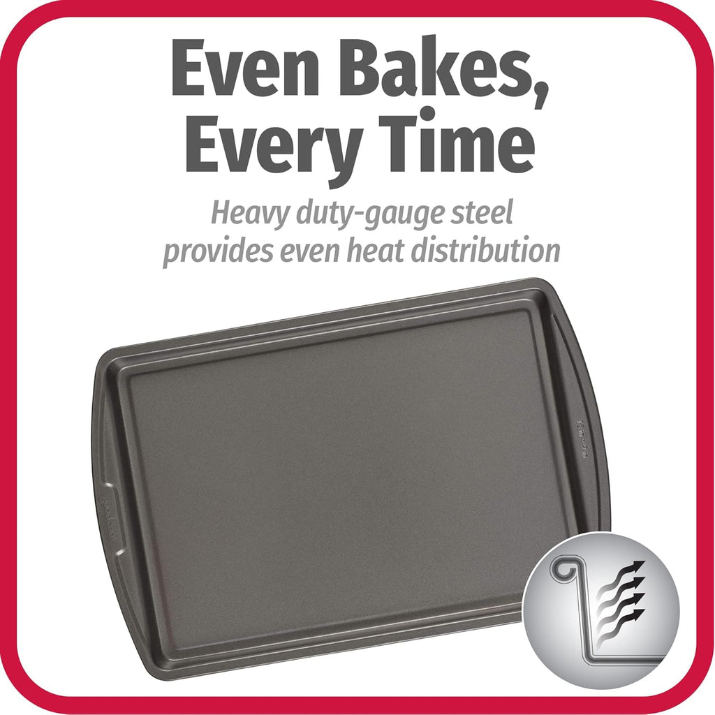 GoodCook Everyday Nonstick Carbon Steel 13” x 9” Baking Sheet Set, 3 Pack – Standard-Sized Carbon Steel Cooking Pans, Bakeware Set, Cookie Sheets for Baking, Oven Pan Set