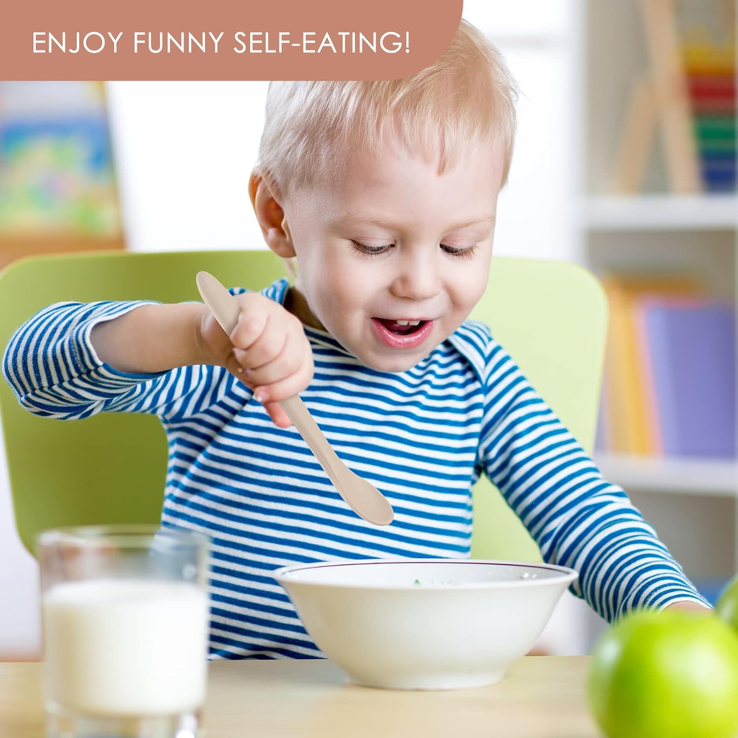 6-Piece Silicone Baby Feeding Spoons, First Stage Infant Spoons, Soft-Tip Easy on Gums I Baby Training Spoon | Infant Utensils Feeding Supplies, Dishwasher & Boil-proof