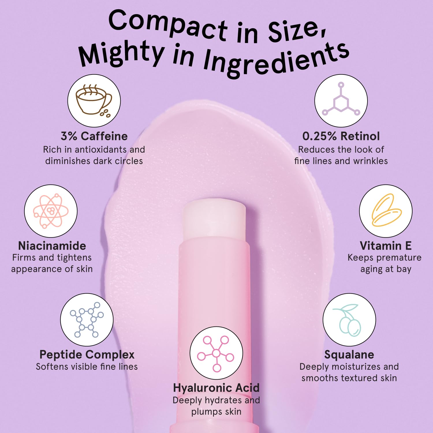 grace & stella Under Eye Brightener Balm Stick - Travel Size Toiletries - Retinol & Caffeine Eye Cream for Dark Circles, Puffiness, Wrinkles - Restore and Hydrate - Vegan Skincare (0.13oz / 3.5g)