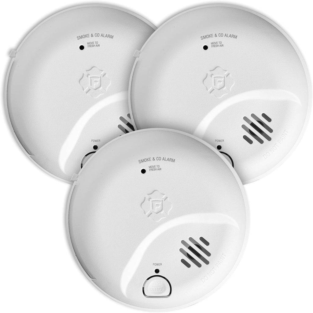 First Alert Combination Smoke & Carbon Monoxide Alarm, Battery Operated Detector with Test & Silence Button, SMICO100, 3-Pack - Image 1