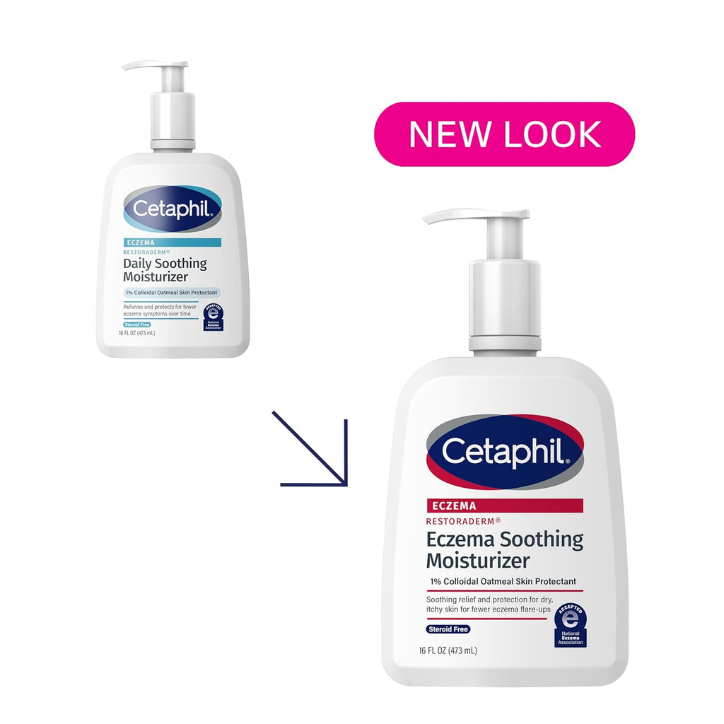 CETAPHIL ECZEMA RESTORADERM Soothing Moisturizer, For Eczema Prone Skin, 16 oz, Fewer Symptom Flare-Ups, 48 Hour Hydration, 1% Skin Protectant Colloidal Oatmeal, Steroid Free, Doctor Recommended Brand