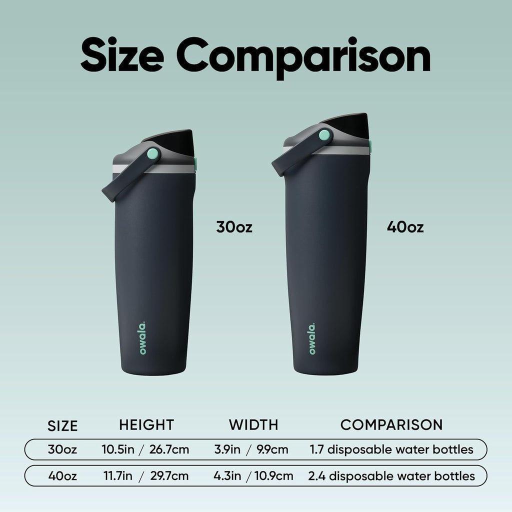 Owala FreeSip Sway Insulated Stainless Steel Water Bottle with Two-Way Spout, Built-In Straw and Bucket Handle, Made for Travel, School, and Sports, 30oz, BPA Free, Leak Proof, Foggy Tide