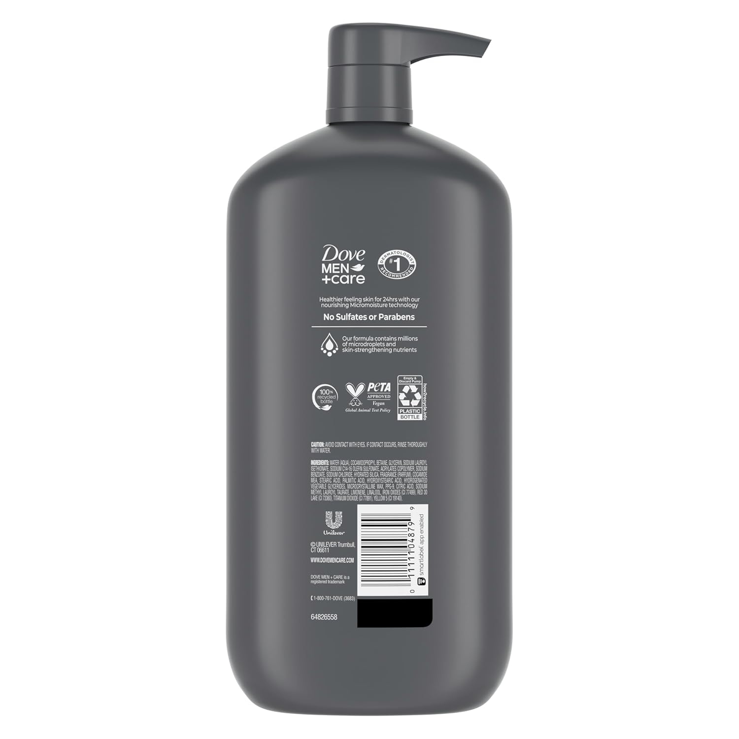 DOVE MEN + CARE Body and Face Wash Exfoliating Deep Clean for Men, with 24-Hour Nourishing Micromoisture Technology Body Wash, 30 oz