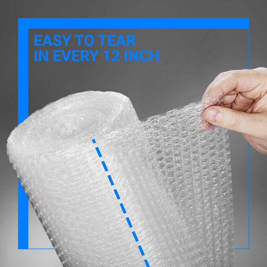 Bubble Cushioning Wrap Rolls, 3/16" x 12" x 72' ft Total [2 Rolls of 36 Feet] Perforated Every 12", 20 Fragile Stickers for Packaging, Shipping, Mailing