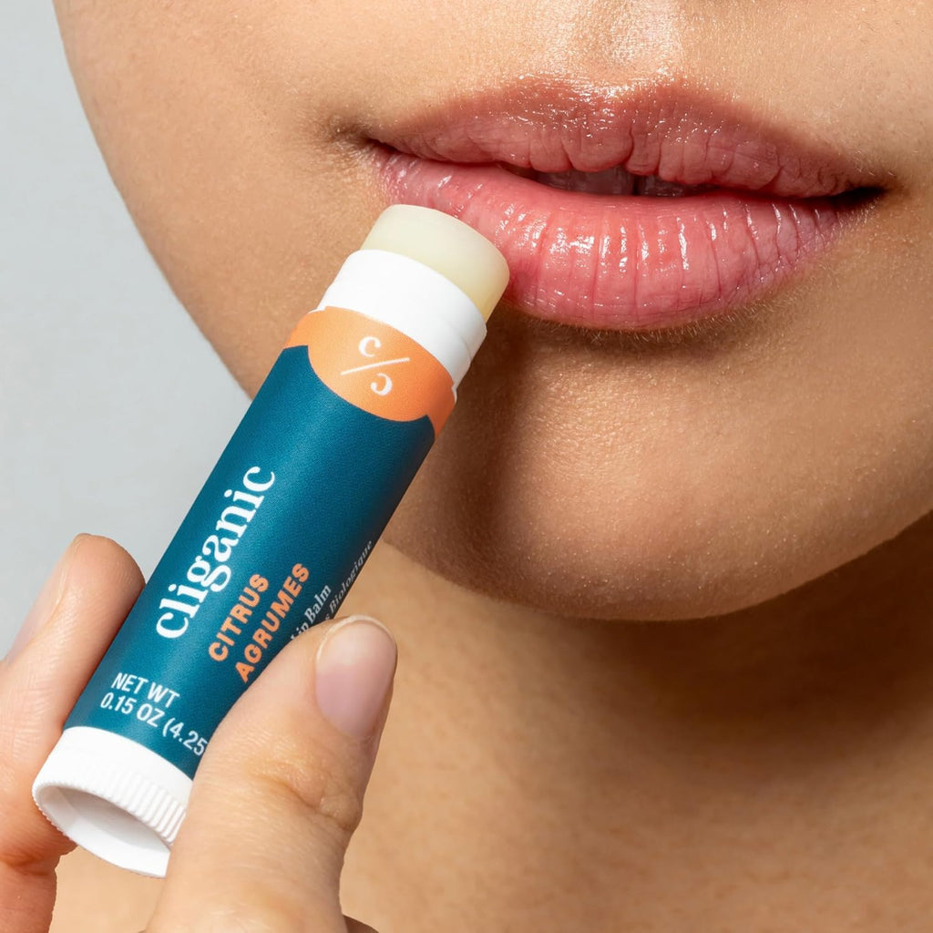 Cliganic Organic Lip Balm Set (6 Flavors) - 100% Natural Hydrating, Moisturizing for Dry Cracked Lips, Stocking Stuffer Gift for Men & Women