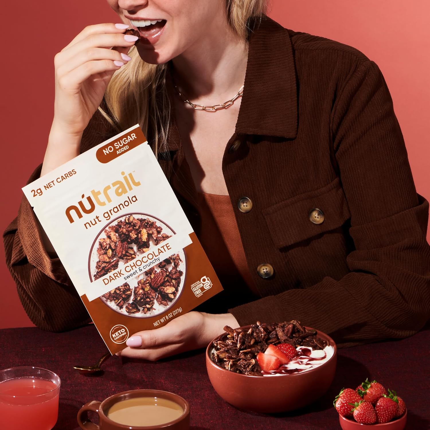 NuTrail Nut Granola Cereal, Variety Pack, No Sugar Added, Keto, Low Carb, Gluten Free, Grain Free, Healthy Breakfast 8 oz. 3 Count