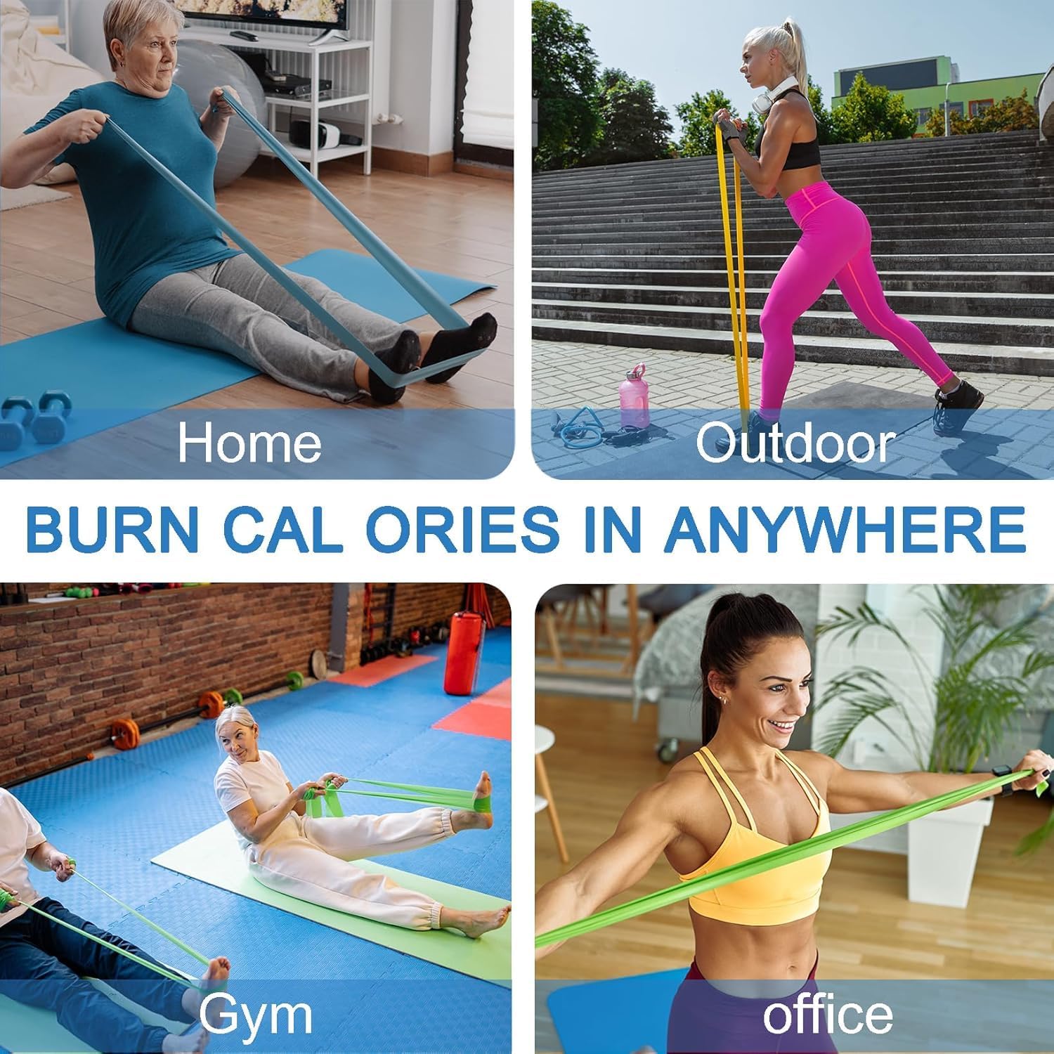 Lianjindun 5 Pcs Professional Resistance Bands. Latex-Free, Pilates Band, Work Out Bands, Stretch Bands for Working Out Women or Men, Exercise Bands Set for Pilates, Physical Therapy, Yoga
