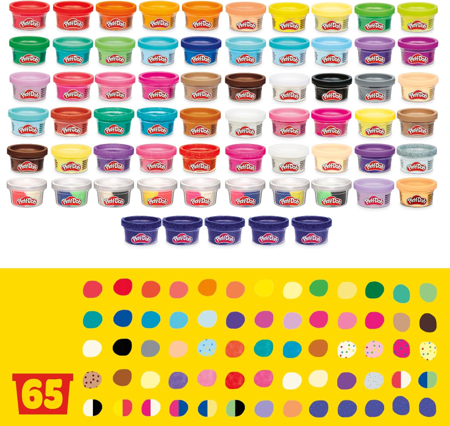 Play-Doh Ultimate Color Collection 65-Pack of 1-oz Cans, Includes Sparkle, Confetti & Color Burst, Back to School Classroom Supplies, Preschool Toys, Ages 2+ (Amazon Exclusive)