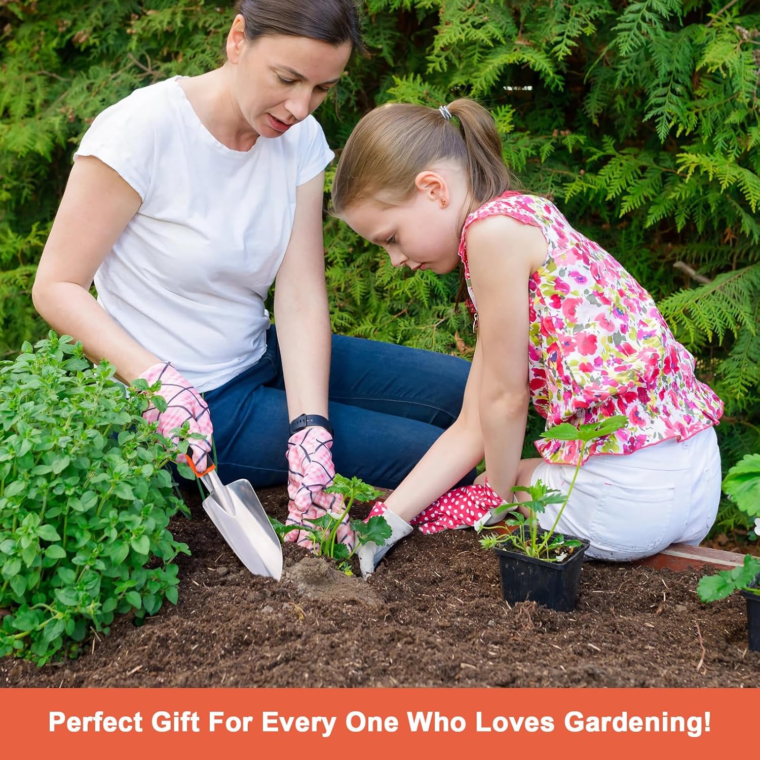 Garden Shovel Garden Hand Trowel, Heavy Duty Hand Shovel with Ergonomic Handle, Small Gardening Tools for Digging, Rust Resistant Gardening Spade Trowel Tools, Orange
